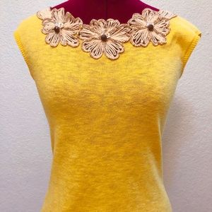 Moth Anthropologie yellow embellished flower top